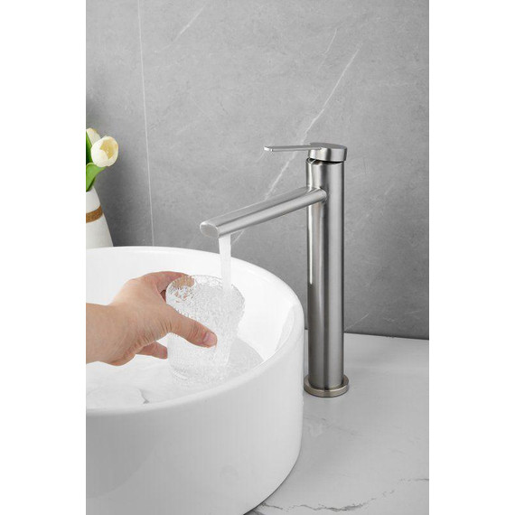 Смеситель для раковины высокий Belz B11813-1, сатин - фото 10