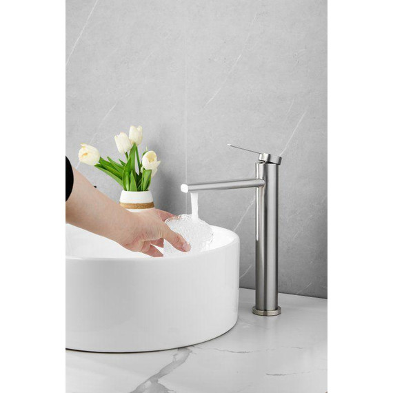 Смеситель для раковины высокий Belz B11813-1, сатин - фото 7