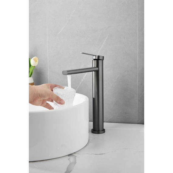 Смеситель для раковины высокий Belz B11813-3, оружейная сталь - фото 2