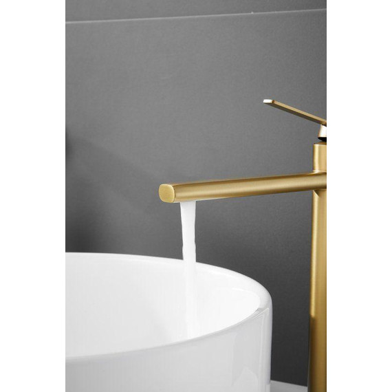 Смеситель для раковины высокий Belz B11813-5, золото брашированное - фото 7