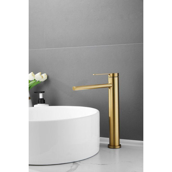 Смеситель для раковины высокий Belz B11813-5, золото брашированное - фото 8