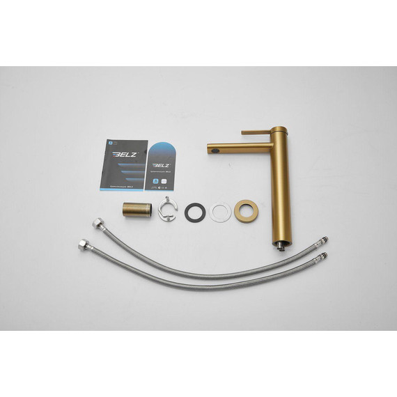 Смеситель для раковины высокий Belz B11813-5, золото брашированное - фото 23