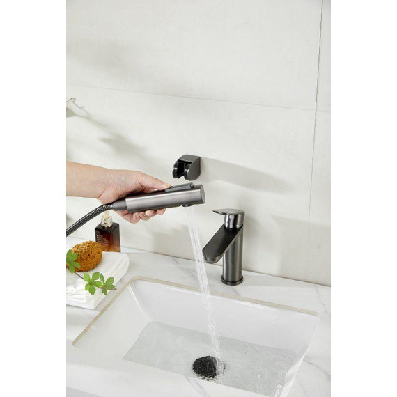 Смеситель для раковины с лейкой для биде Belz B12713-3, оружейная сталь - фото 14