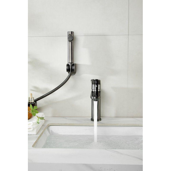 Смеситель для раковины с лейкой для биде Belz B12713-3, оружейная сталь - фото 27