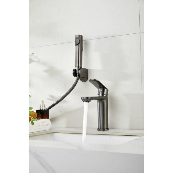 Смеситель для раковины с лейкой для биде Belz B12713-3, оружейная сталь - фото 10