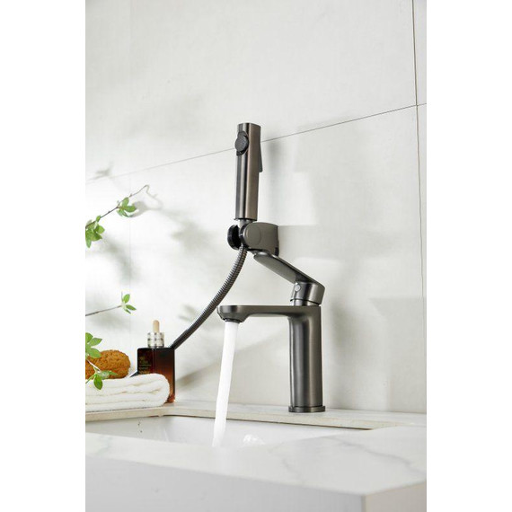 Смеситель для раковины с лейкой для биде Belz B12713-3, оружейная сталь - фото 5