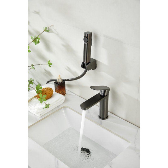 Смеситель для раковины с лейкой для биде Belz B12713-3, оружейная сталь - фото 11