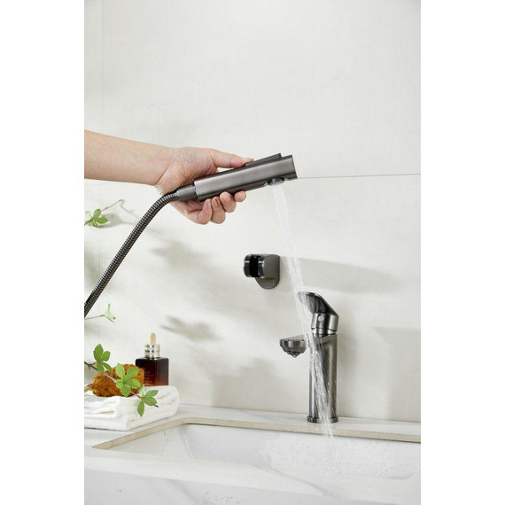 Смеситель для раковины с лейкой для биде Belz B12713-3, оружейная сталь - фото 6