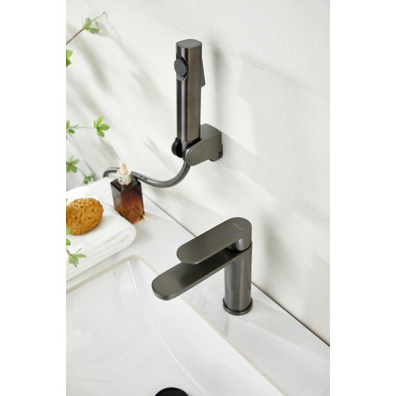 Смеситель для раковины с лейкой для биде Belz B12713-3, оружейная сталь - фото 41