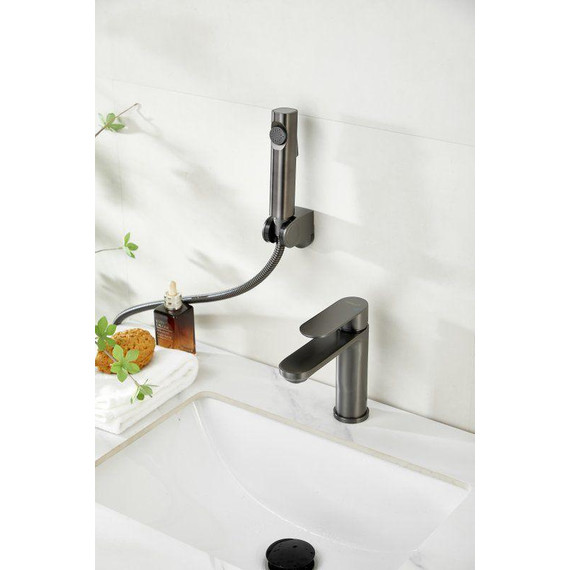 Смеситель для раковины с лейкой для биде Belz B12713-3, оружейная сталь - фото 46