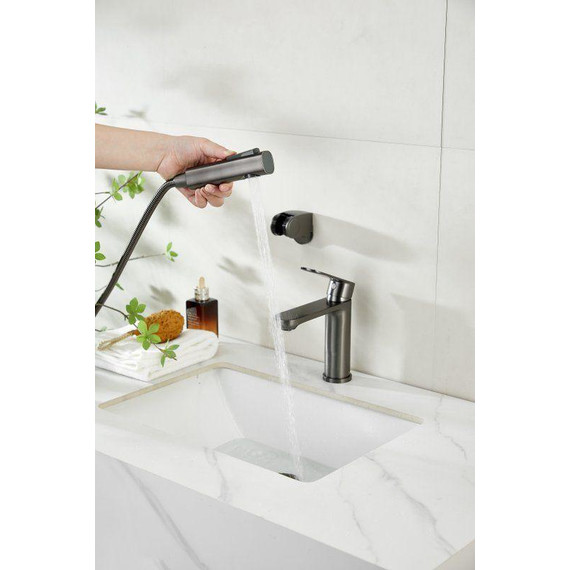 Смеситель для раковины с лейкой для биде Belz B12713-3, оружейная сталь - фото 15