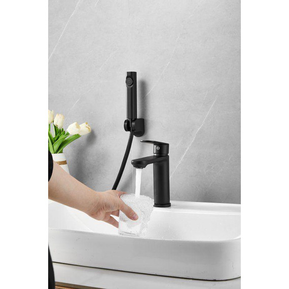 Смеситель для раковины с лейкой для биде Belz B12713-7, чёрный - фото 23