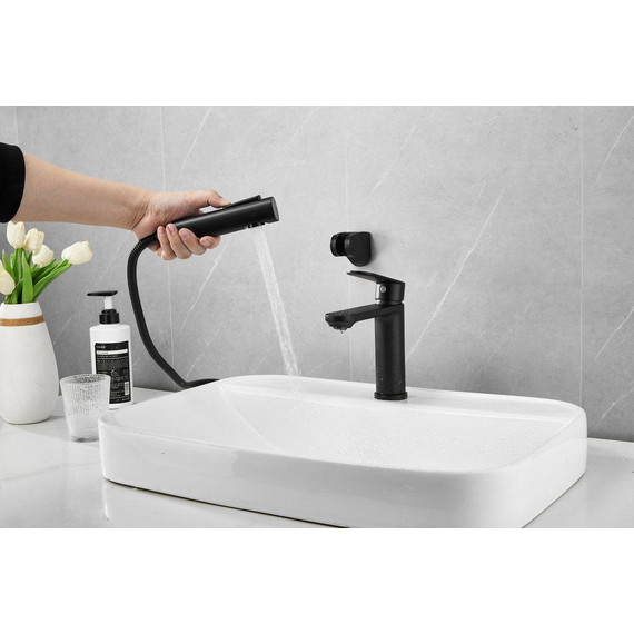 Смеситель для раковины с лейкой для биде Belz B12713-7, чёрный - фото 14