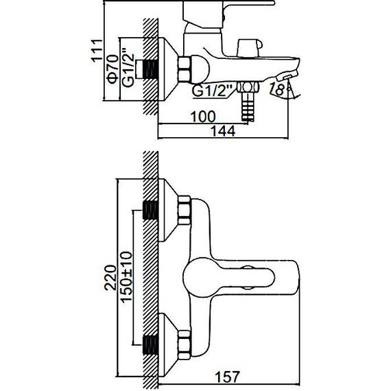 Смеситель для ванны Ledeme L3003 - фото 13