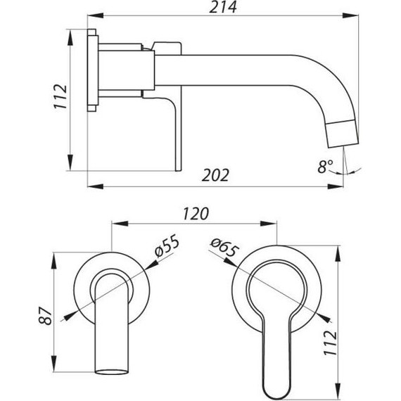 Смеситель для раковины настенный Zerix LR1003-1 - фото 2