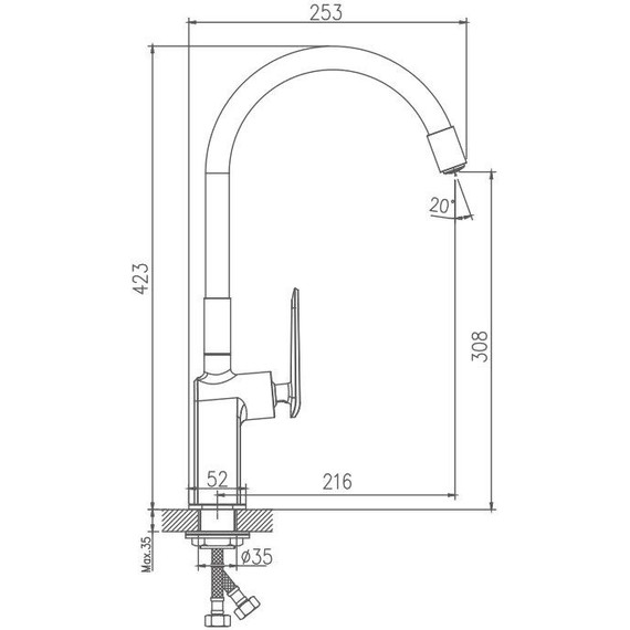Смеситель для кухни Haiba HB73548-8, хром/белый - фото 2