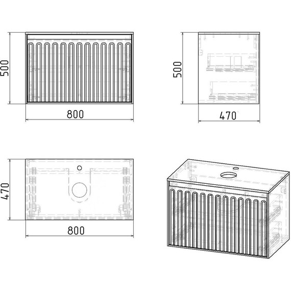 Тумба подвесная со столешницей Grossman Кристалл 80 см 108043, графит матовый - фото 11