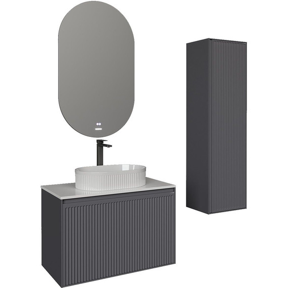 Тумба подвесная со столешницей Grossman Кристалл 80 см 108043, графит матовый - фото 4