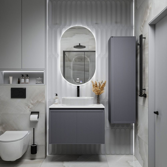 Тумба подвесная со столешницей Grossman Кристалл 80 см 108043, графит матовый - фото 5