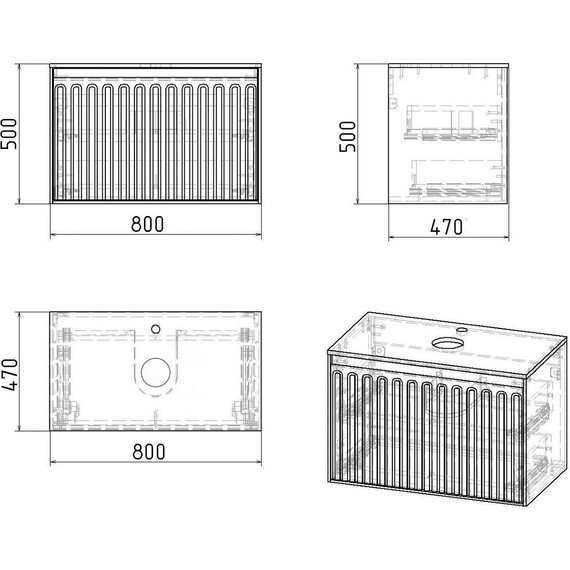 Тумба подвесная со столешницей Grossman Кристалл 80 см 108044, бежевый матовый - фото 10