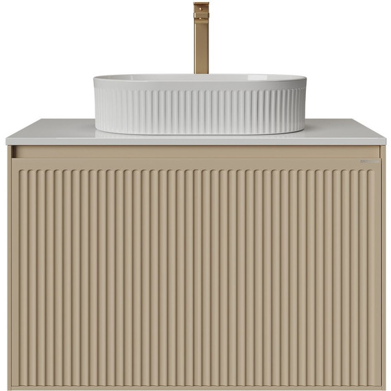 Тумба подвесная со столешницей Grossman Кристалл 80 см 108044, бежевый матовый - фото 2