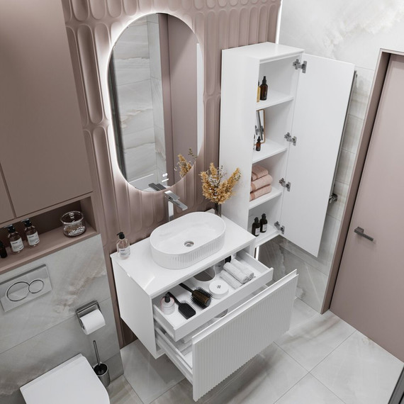 Пенал подвесной Grossman Кристалл 35 см 303545, белый глянцевый - фото 5