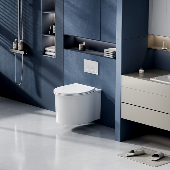 Унитаз подвесной безободковый Abber Bequem AC1127 с крышкой микролифт (система смыва Торнадо и струйный смыв) - фото, картинка 2 Унитаз подвесной безободковый Abber Bequem AC1127 с крышкой микролифт (система смыва Торнадо и струйный смыв) - фото 2