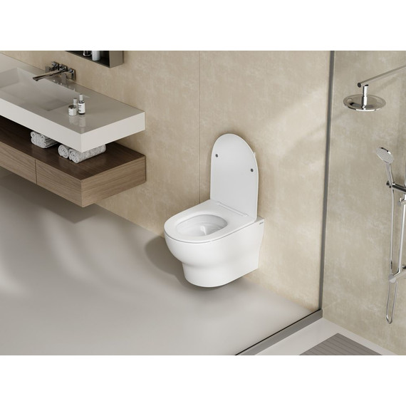 Унитаз подвесной безободковый Abber Bequem AC1128 с крышкой микролифт (система смыва Торнадо) - фото, картинка 3 Унитаз подвесной безободковый Abber Bequem AC1128 с крышкой микролифт (система смыва Торнадо) - фото 3