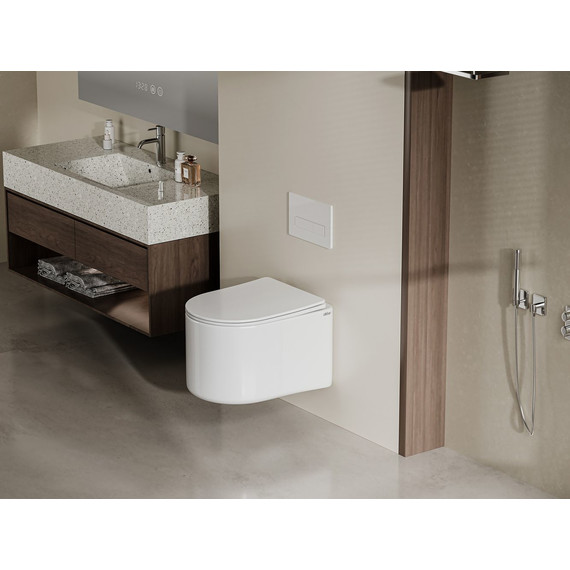 Унитаз подвесной безободковый Abber Bequem AC1129 с крышкой микролифт (система смыва Торнадо) - фото, картинка 5 Унитаз подвесной безободковый Abber Bequem AC1129 с крышкой микролифт (система смыва Торнадо) - фото 5