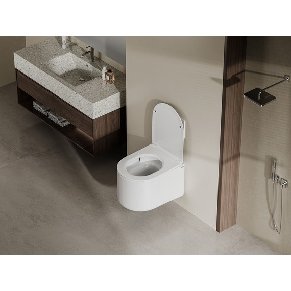 Унитаз подвесной безободковый Abber Bequem AC1129 с крышкой микролифт (система смыва Торнадо) - фото, картинка 6 Унитаз подвесной безободковый Abber Bequem AC1129 с крышкой микролифт (система смыва Торнадо) - фото 6