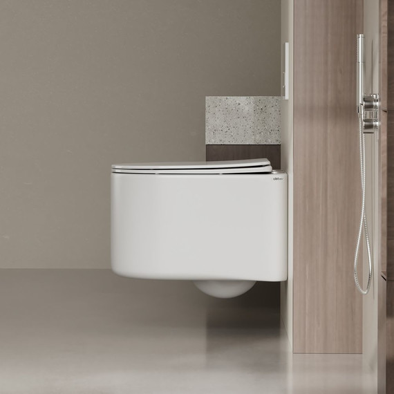 Унитаз подвесной безободковый Abber Bequem AC1129 с крышкой микролифт (система смыва Торнадо) - фото, картинка 7 Унитаз подвесной безободковый Abber Bequem AC1129 с крышкой микролифт (система смыва Торнадо) - фото 7