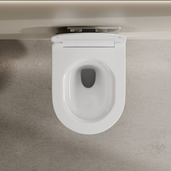 Унитаз подвесной безободковый Abber Bequem AC1129 с крышкой микролифт (система смыва Торнадо) - фото, картинка 8 Унитаз подвесной безободковый Abber Bequem AC1129 с крышкой микролифт (система смыва Торнадо) - фото 8