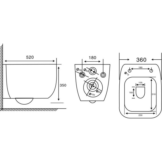Унитаз подвесной безободковый Abber Rechteck AC1217 с крышкой микролифт (система смыва Торнадо) - фото, картинка 9 Унитаз подвесной безободковый Abber Rechteck AC1217 с крышкой микролифт (система смыва Торнадо) - фото 9