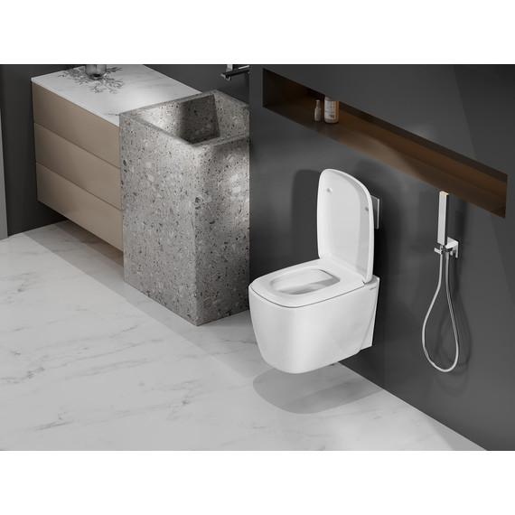 Унитаз подвесной безободковый Abber Rechteck AC1217 с крышкой микролифт (система смыва Торнадо) - фото, картинка 4 Унитаз подвесной безободковый Abber Rechteck AC1217 с крышкой микролифт (система смыва Торнадо) - фото 4