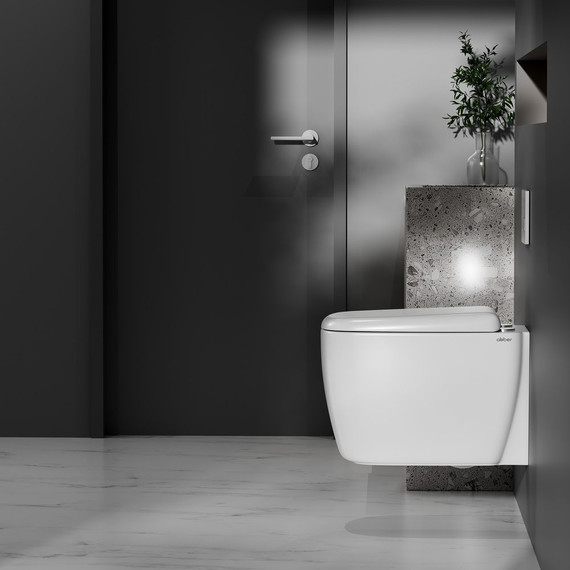 Унитаз подвесной безободковый Abber Rechteck AC1217 с крышкой микролифт (система смыва Торнадо) - фото, картинка 5 Унитаз подвесной безободковый Abber Rechteck AC1217 с крышкой микролифт (система смыва Торнадо) - фото 5