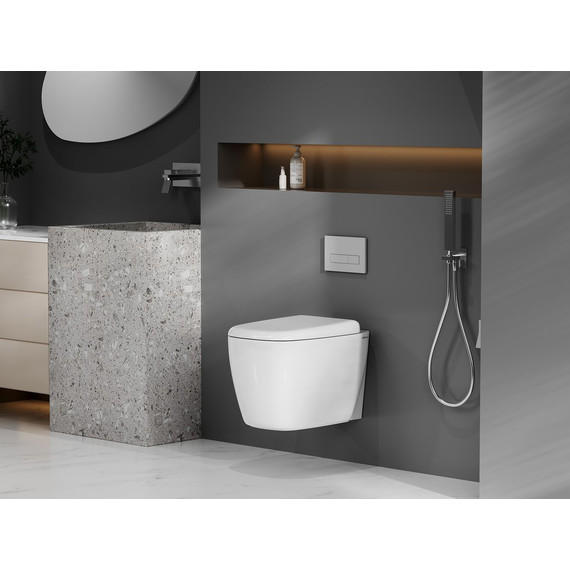 Унитаз подвесной безободковый Abber Rechteck AC1217 с крышкой микролифт (система смыва Торнадо) - фото, картинка 8 Унитаз подвесной безободковый Abber Rechteck AC1217 с крышкой микролифт (система смыва Торнадо) - фото 8