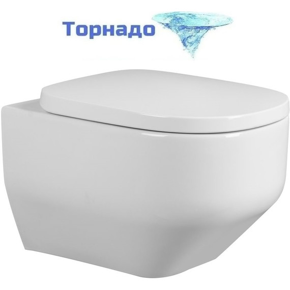 Унитаз подвесной безободковый Abber Rechteck AC1218 с крышкой микролифт (система смыва Торнадо и струйный смыв) - фото 