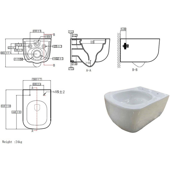 Унитаз подвесной Azario Campo AZ-1883WH с крышкой микролифт (система смыва Торнадо) - фото 6