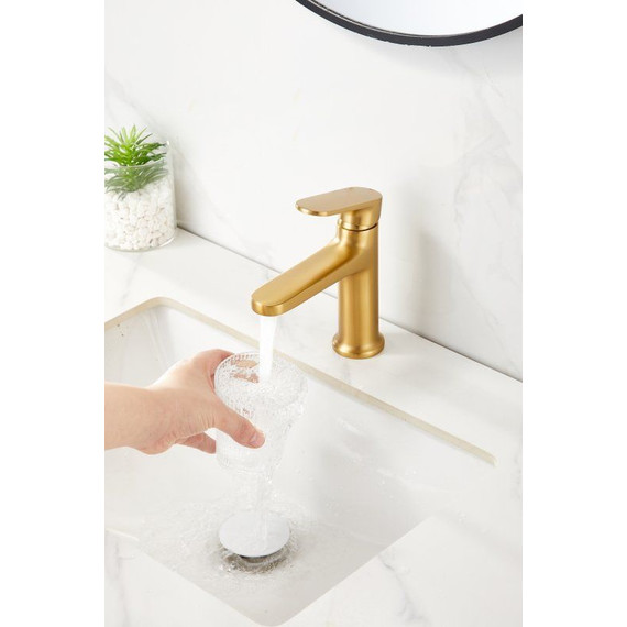 Смеситель для раковины Belz B10713-5, золото брашированное - фото 4