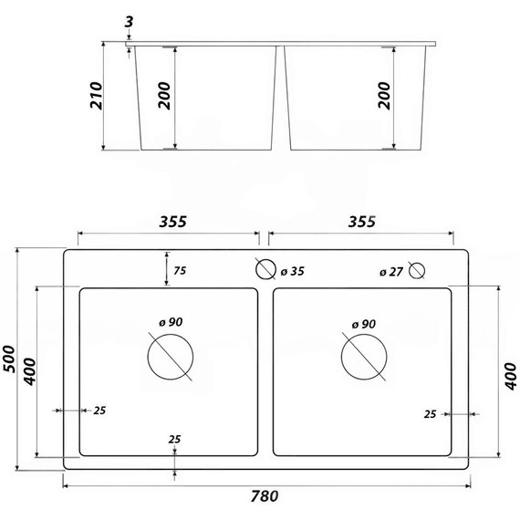 Кухонная мойка Gerhans 1 мм K37850-S - фото, картинка 2 Кухонная мойка Gerhans 1 мм K37850-S - фото 2