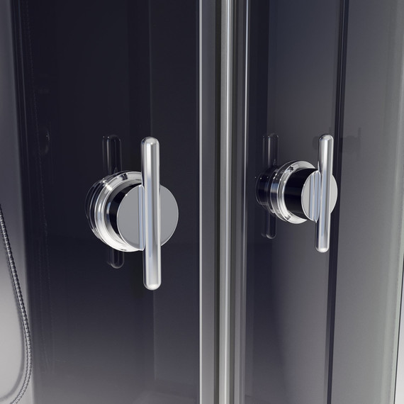 Душевая кабина Niagara Eco E90/26Q/TN/BK 90х90х195 см, средний поддон (30см), хром матовый, стекло тонированное (безсиликоновая сборка) - фото 3