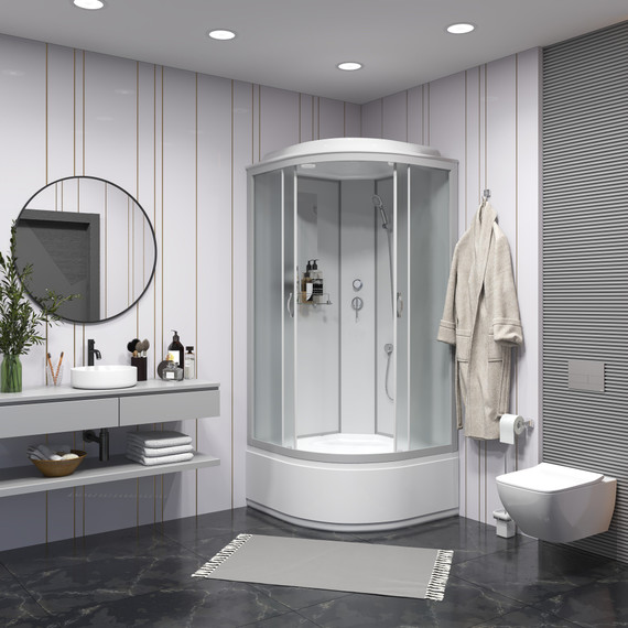 Душевая кабина Niagara Classic 90х90х215 см NG-2308-14, высокий поддон (40см), стекло матовое, профиль серебро (безсиликоновая сборка) - фото 3