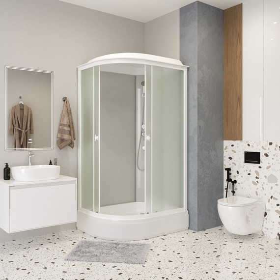 Душевая кабина Niagara Promo P120/80/26R/MT 120х80х215 см, со среднем поддоном (26см), профиль белый, стекло матовое (безсиликоновая сборка) - фото 2