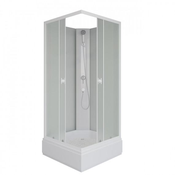 Душевая кабина Niagara Promo P100/26Q/MT/BK 100х100х200 см со средним поддоном, профиль белый, стекло матовое (безсиликоновая сборка) - фото 12