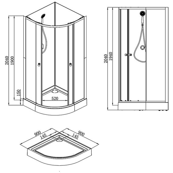 Душевая кабина Loranto Neo 90х90 см CS-21800BP, чёрный/прозрачное - фото 2