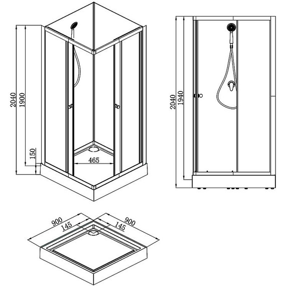 Душевая кабина Loranto Neo 90х90 см CS-21801, чёрный/прозрачное - фото, картинка 2 Душевая кабина Loranto Neo 90х90 см CS-21801, чёрный/прозрачное - фото 2