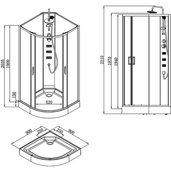 Душевая кабина Loranto Neo 90х90 см CS-21811, чёрный/прозрачное - фото 2