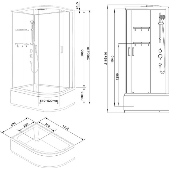 Душевая кабина Loranto Neo 120х80 см CS-22012L, хром/прозрачное - фото 2