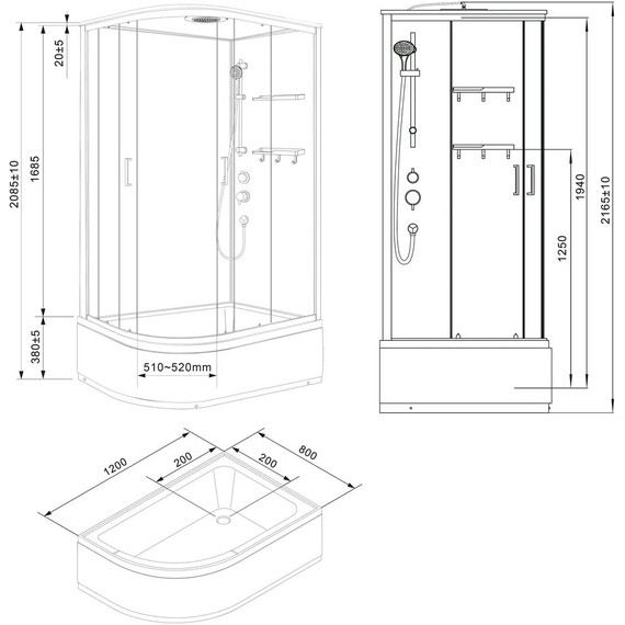 Душевая кабина Loranto Neo 120х80 см CS-22012R, хром/прозрачное - фото 2