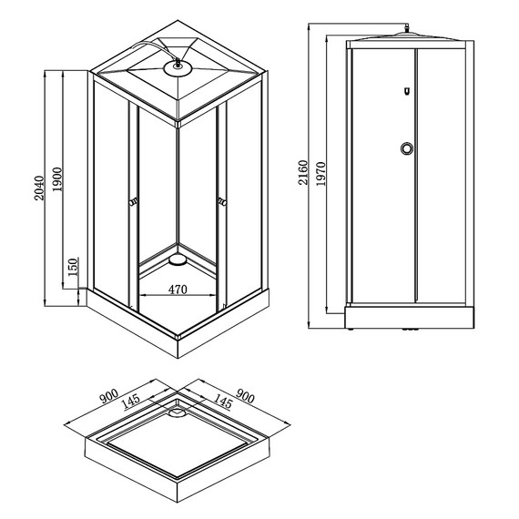 Душевая кабина Loranto Neo 90x90 см CS-22110, чёрный/прозрачное - фото 3
